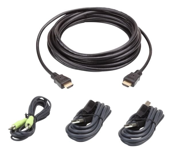 ATEN 2L-7D03UHX4 USB HDMI Secure KVM - Tastatur / video / mus / lyd / USB-kabelsett - TAA-samsvar - for ATEN CS1182H4
