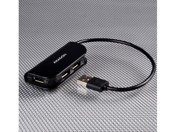Axagon HUE-X4B, USB 2.0, USB 2.0, 480 Mbit/s, Svart, Plast, 0,2 m