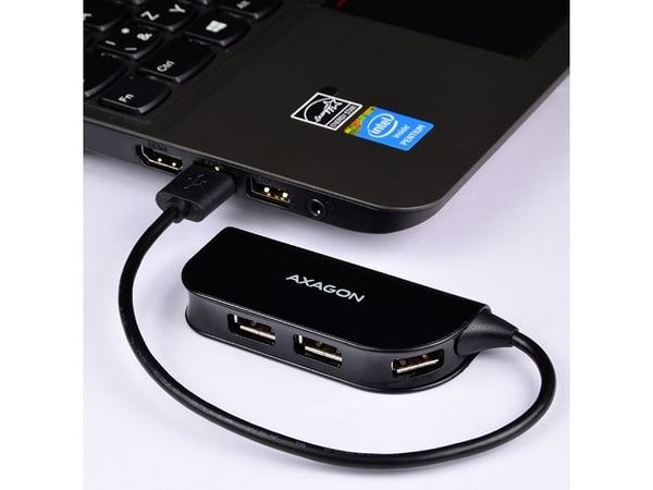Axagon HUE-X4B, USB 2.0, USB 2.0, 480 Mbit/s, Svart, Plast, 0,2 m
