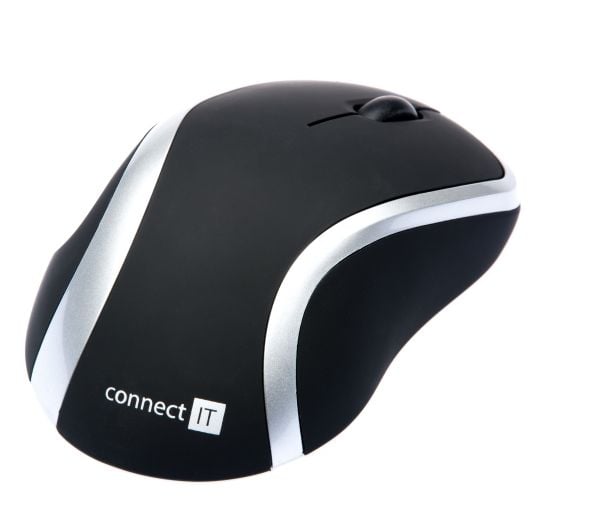 Connect IT CI-261, högerhand, laser, RF Trådlös, 1000 DPI, Svart, Silver