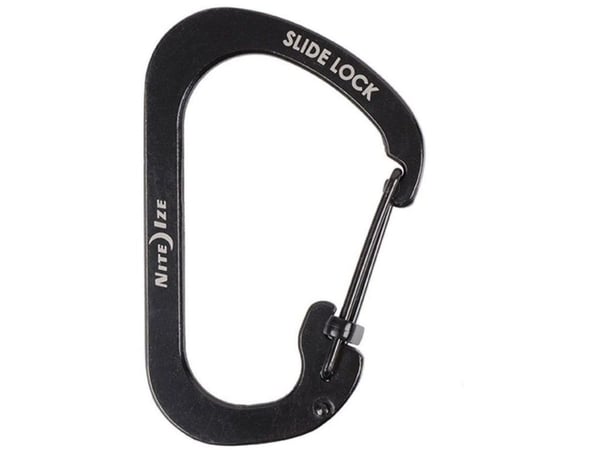 Nite Ize SlideLock, Strak åpning, Låsbar, D-formet, Rustfritt stål, Sort, 28 mm