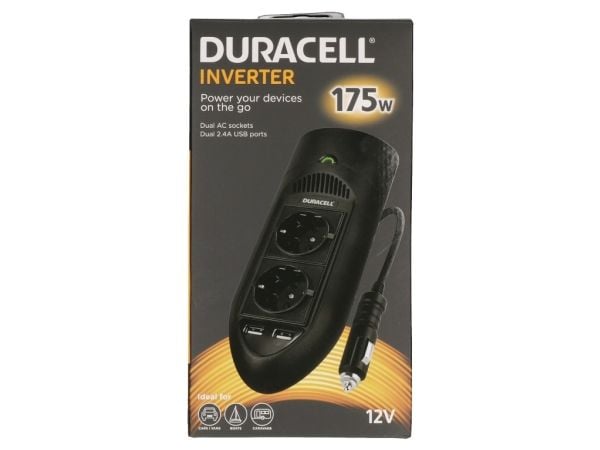 Duracell - DC AC invertteri - 175 Watt - lähtöliitännät: 2 - Eurooppa - musta
