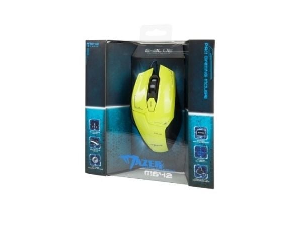 E-blue Mazer M642, Oikeakätinen, Optinen, USB A-tyyppi, 2500 DPI, Vihreä