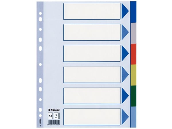 Esselte - Inndeler - 6 deler - for A4 (210 x 297 mm) - med fliker