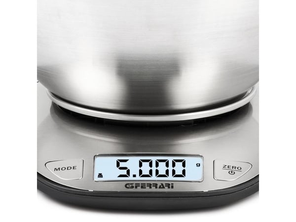 G3 Ferrari G20062, Elektronisk kjøkkenvekt, 5 kg, 1 g, Rustfritt stål, Rustfritt stål, Benkeplate