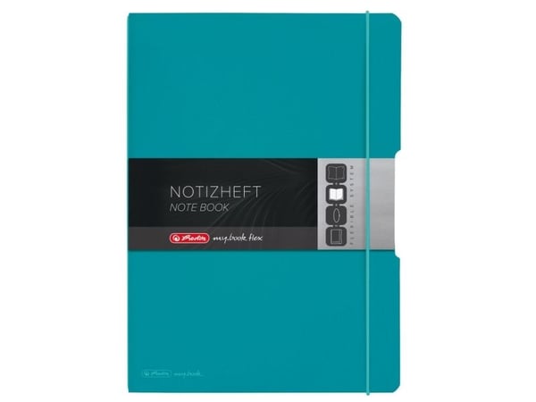 Herlitz my.book flex - Notisbok - A4 - 80 ark / 160 sider - hvitt papir - linjert, rutet - caribbean turquoise cover - polypropylen (PP)