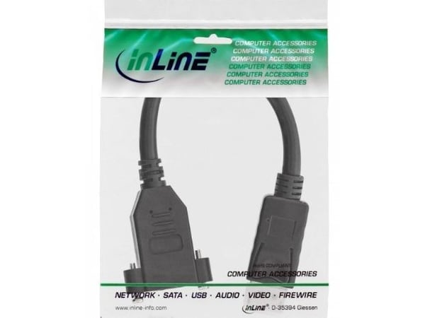INLINE - DisplayPort-sovitin - DisplayPort (M) - DisplayPort (W) - 20 cm - 4K-tuki - Musta