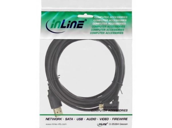 InLine 31720T, 2 m, USB A, Micro-USB B, USB 2.0, Hankjønn/hankjønn, Svart