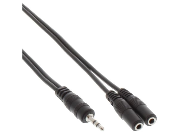 InLine 99300A, 3,5 mm, manlig kontakt, 2 x 3,5 mm, kvinnlig kontakt, 1 m, svart