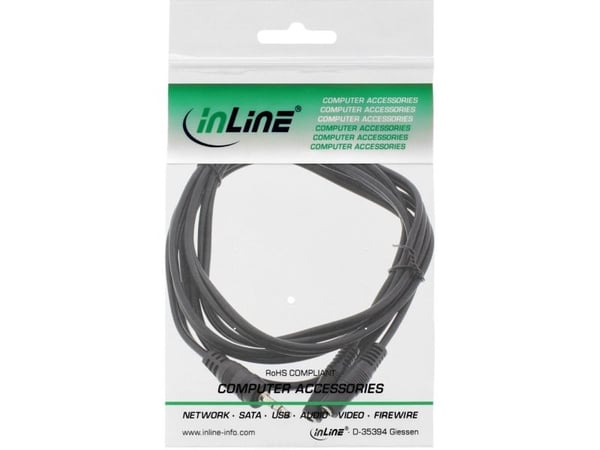 InLine 99300B, 3,5 mm, Hanstik, 2 x 3,5 mm, Hanstik, 2 m, musta