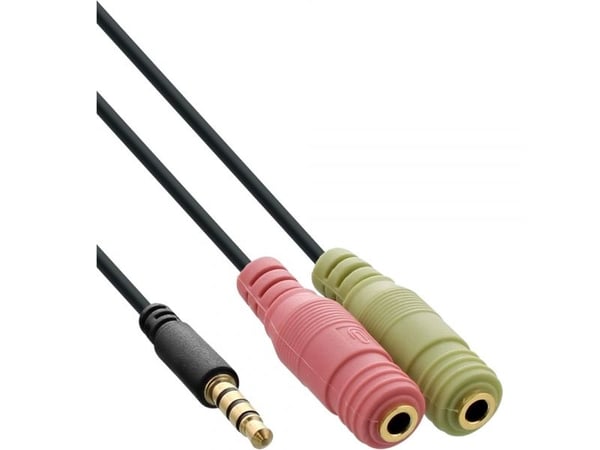 InLine 99302J, 2 x 3,5 mm, kvinnlig kontakt, 3,5 mm, manlig kontakt, 1 m, svart