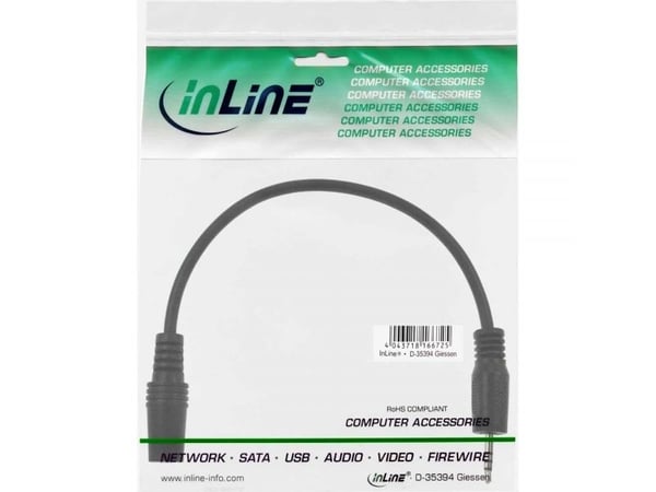InLine 99308D, 2.5mm, urosliitin, 3.5mm, naarasliitin, 1 m, musta