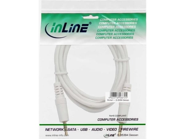 InLine 99942W, 3.5mm, Hankjønn, 3.5mm, Hankjønn, 2 m, Hvit