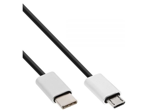 InLine 35846, 0,5 m, USB C, Micro-USB B, USB 2.0, Hane/Hane, Svart