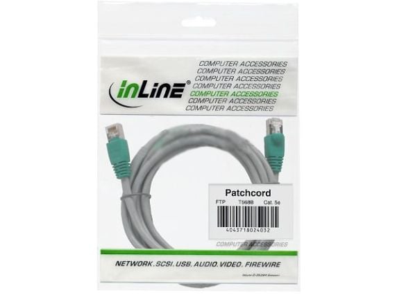 InLine 72501, 10 m, Cat5e, SF/UTP (S-FTP), RJ-45, RJ-45, Grå