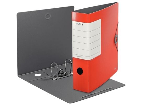 Leitz 180° Solid - Hevarmbuefil - bokryggbredde: 82 mm - for A4 (210 x 297 mm) - kapasitet: 500 ark - lys rød