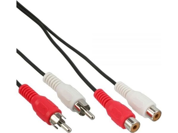 InLine RCA skjøtekabel, 2 x RCA-kontakt hann/hunn, lengde 2,5 m