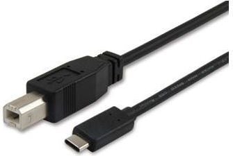 Equip 12888207, 1 m, USB B, USB C, USB 2.0, Hankjønn/hankjønn, Sort