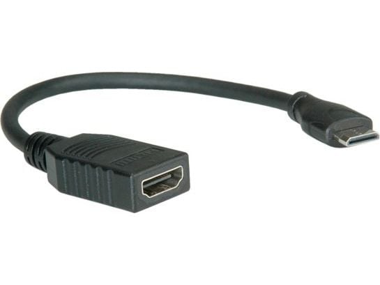 Roline - HDMI-kabel med Ethernet - 19 pin mini HDMI Type C hann til HDMI hunn - 15 cm - skjermet - svart