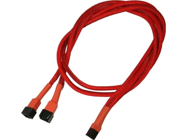 Nanoxia - Viftestrømsplitter - 3-pins Molex (hunn) til 3-pins Molex (hann) - 60 cm - rød