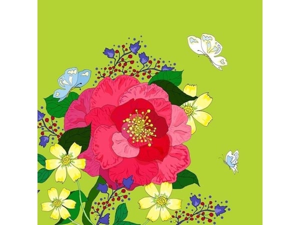 Clear Creation Swarovski-kort, firkantede blomster lime (CL0605)