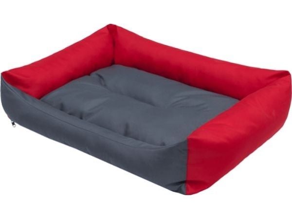 Hobbydog Eco Lair - Punaiset sivut ja harmaa patja XXL Hobbydog Eco Lair - Punaiset sivut ja harmaa patja XXL