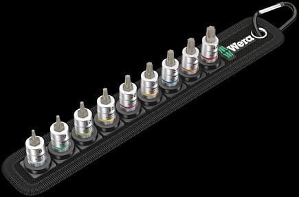 Wera 05003882001, Støpselsett, 1/4", Metrisk, 9 hoder, 40,8,9,10,15,20,25,27,30 mm