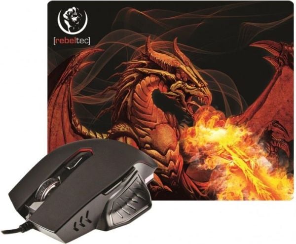 Rebeltec Red Dragon - Mus - optisk - 6 knapper - kablet - USB
