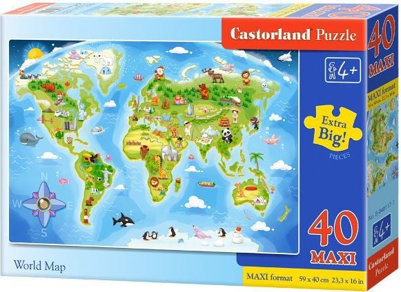 Castorland puslespill 40 brikker Maxi verdenskart