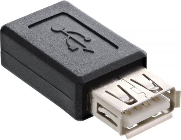 InLine 31613, USB 2.0 A female, Micro-USB type B, Svart