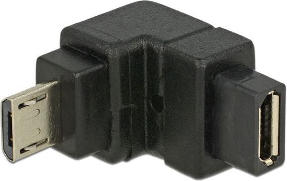 Delock - USB-adapter - Micro-USB type B (hunn) til Micro-USB type B (hann) - 90°-kontakt, nedvinklet kontakt - svart