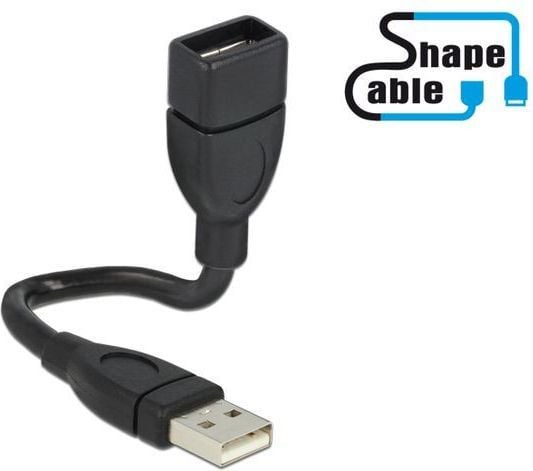 Delock ShapeCable - USB-forlengelseskabel - USB (hunn) til USB (hann) - 15 cm - svart