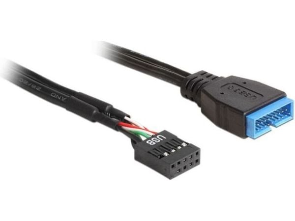 Delock - USB-internkabel - 9-stifts USB-överdel (hona) till 19-stifts USB 3.0-kontakt (hane) - 30 cm - svart