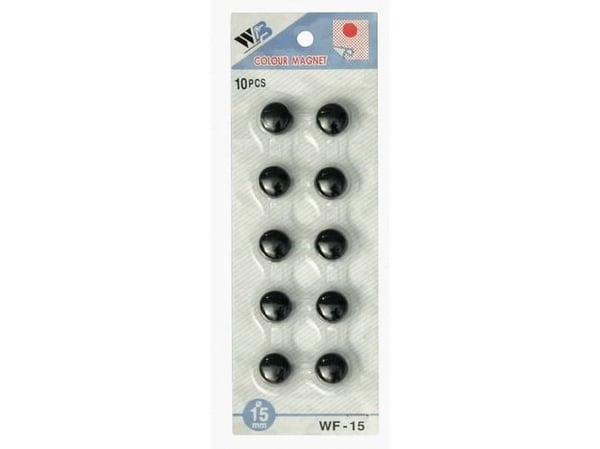 Argo magneter til tavle 15 mm, 10 stk svart (607061)