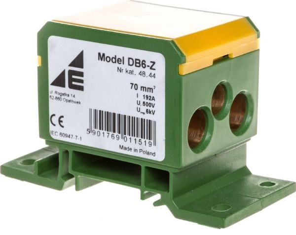 Fördelningsblock 2x4-70mm2 + 2x4-50mm2 + 1x4-25mm2 gulgrön DB6-Z 48,44