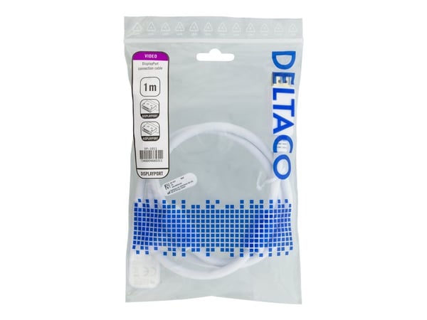 DELTACO - DisplayPort-kabel - DisplayPort (hann) til DisplayPort (hann) - 1 m - hvit