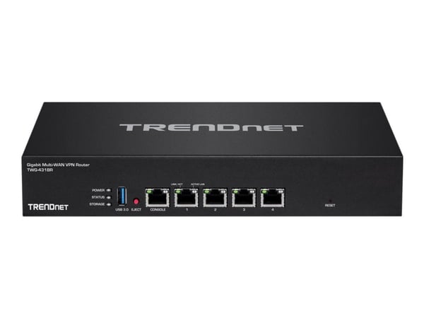 TRENDnet TWG-431BR - Ruter 1GbE - WAN-porter: 3 - rackmonterbar - TAA-samsvar