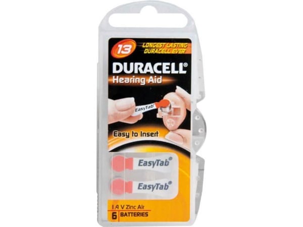 Duracell DA13 ACUSTICA, Single-use battery, Zink-luft, 1,4 V, 6 stykker, Metallisk, Oransje, Knapp/mynt