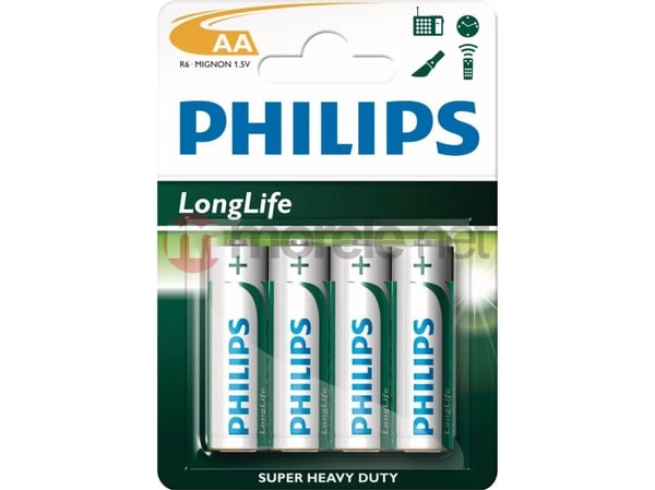Philips LongLife R6L4B - Batteri 4 x AA-type - Karbonsink