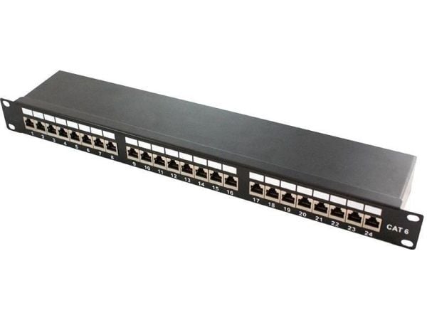 LogiLink - Koblingspanel - CAT 6a - STP - RJ-45 X 24 - svart, RAL 9005 - 1U - 19"