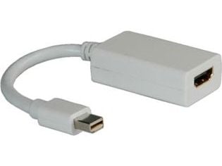 ROLINE Mini DisplayPort-HDMI Adapter, Mini DisplayPort, HDMI-tyyppi A (vakio), Uros, Naaras, Valkoinen, 0,1 mm
