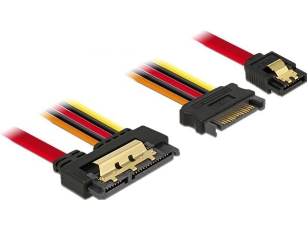 Delock - SATA-kabel - Serial ATA 150/300/600 - SATA-kombo (R) til SATA, SATA-strøm - 30 cm - låst