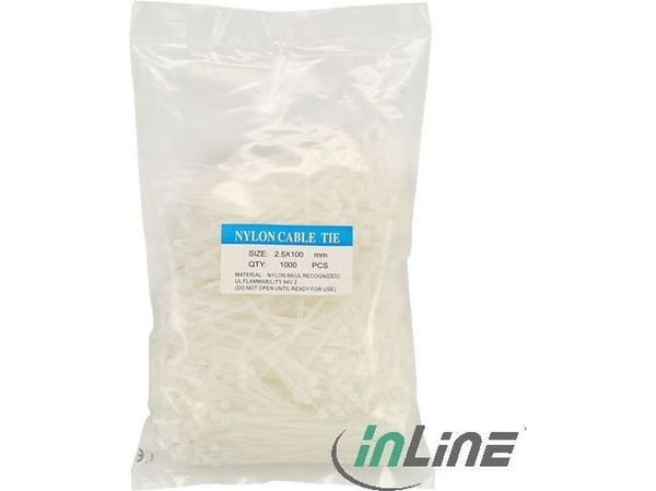 InLine 59963X, Nailon, Valkoinen, 78,5 N, -20 - 85 °C, 100 mm, 2,5 mm