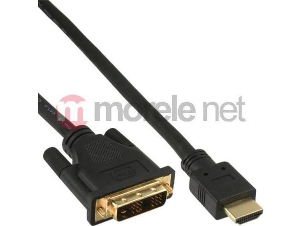 InLine 17665P, 5 m, HDMI, DVI-D, Gull, 4,95 Gbit/s, Sort