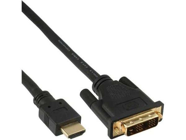 InLine 17667P, 7,5 m, HDMI, DVI-D, Guld, 4,95 Gbit/s, Svart