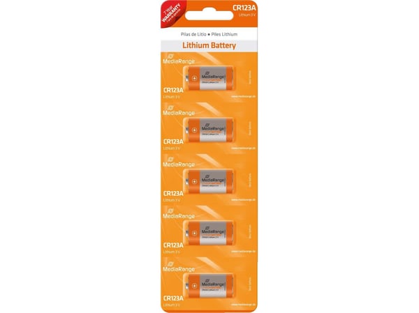 MediaRange - Batteri 5 x CR123A - Li - 1300 mAh