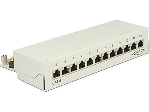 Delock - Koblingspanel - CAT 6 - RJ-45 X 12 - lysegrå, RAL 7035