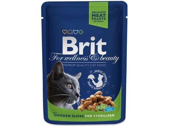 Brit Premium Cat Pouches kycklingstrimlor för steriliserade 100 g
