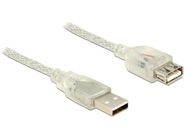 DeLOCK 0.5m, 2xUSB2.0-A, 0,5 m, USB A, USB A, USB 2.0, Uros/naaras, Läpinäkyvä