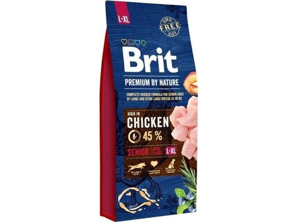Brit Premium by Nature Senior L+XL, Senior, Äpple, Kyckling, Majs, 15 kg